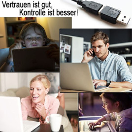 USB-Keylogger (Tastaturspion), 16 GB, unsichtbar für den Computer und das Betriebssystem. Der modernste USB-Hardware Keylogger a