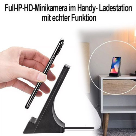 IP-LAN-HD-SpyCam in Handy-Ladestation