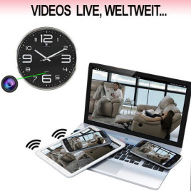 IP-Full-HD Spy-Cam in Wanduhr, 128 GB