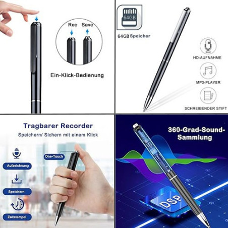 Kugelschreiber HD SPY-Recorder, 64GB, Voice-Activated