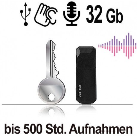 USB-Audiorecorder, 32 Gb. Audioüberwachung per USB Stick Abhörwanze.